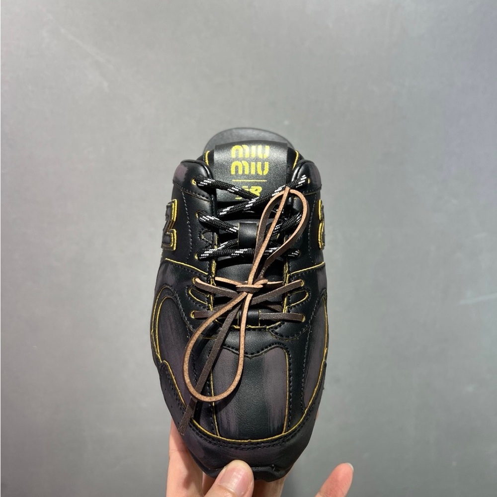New Balance Miu Miu Black Slide Sneakers - Casual Lace-Up Mule - Picture 4 of 8